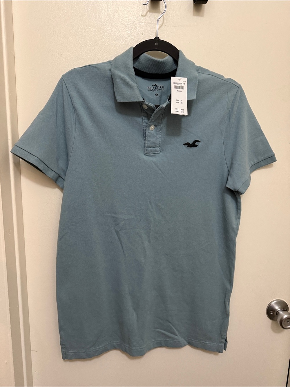 Hollister Men’s Dusty Blue Polo with Embroidered Logo